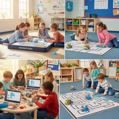 Kinder beim spielerischen Coding und Programmieren