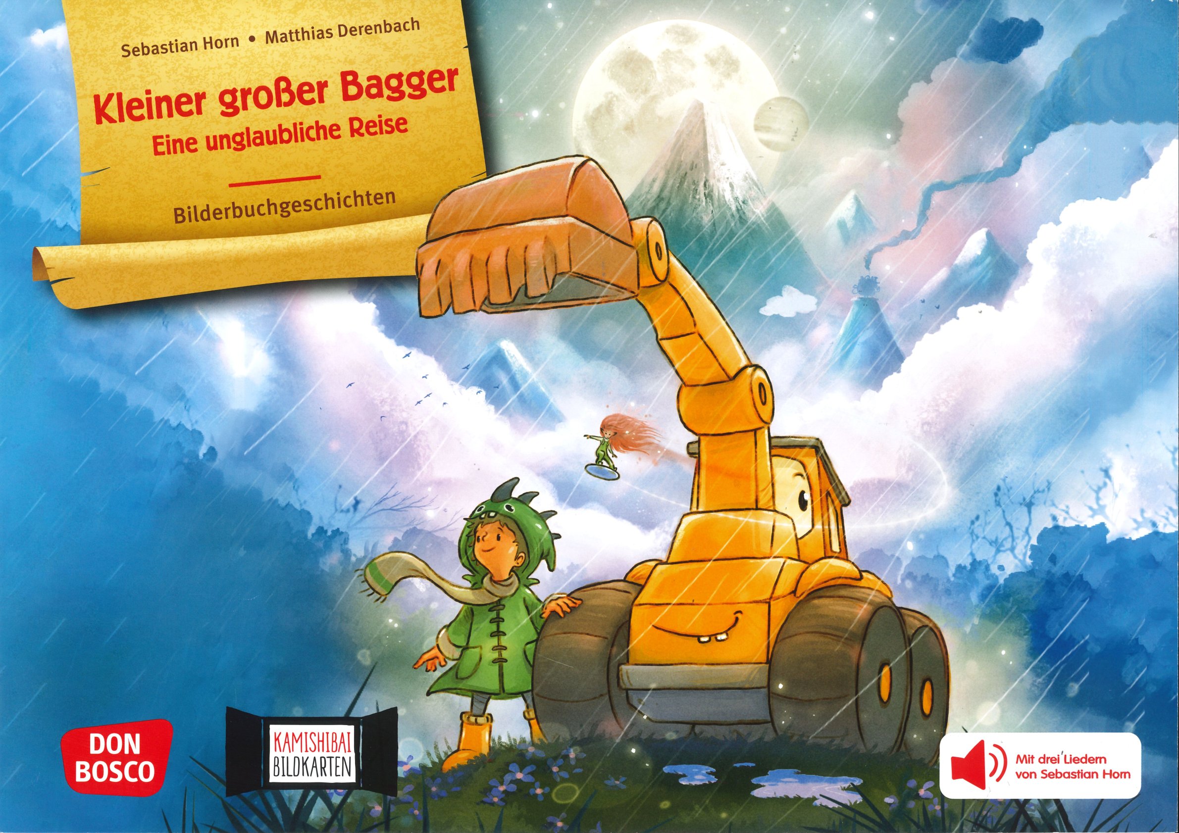 Kleiner großer Bagger kamishibai